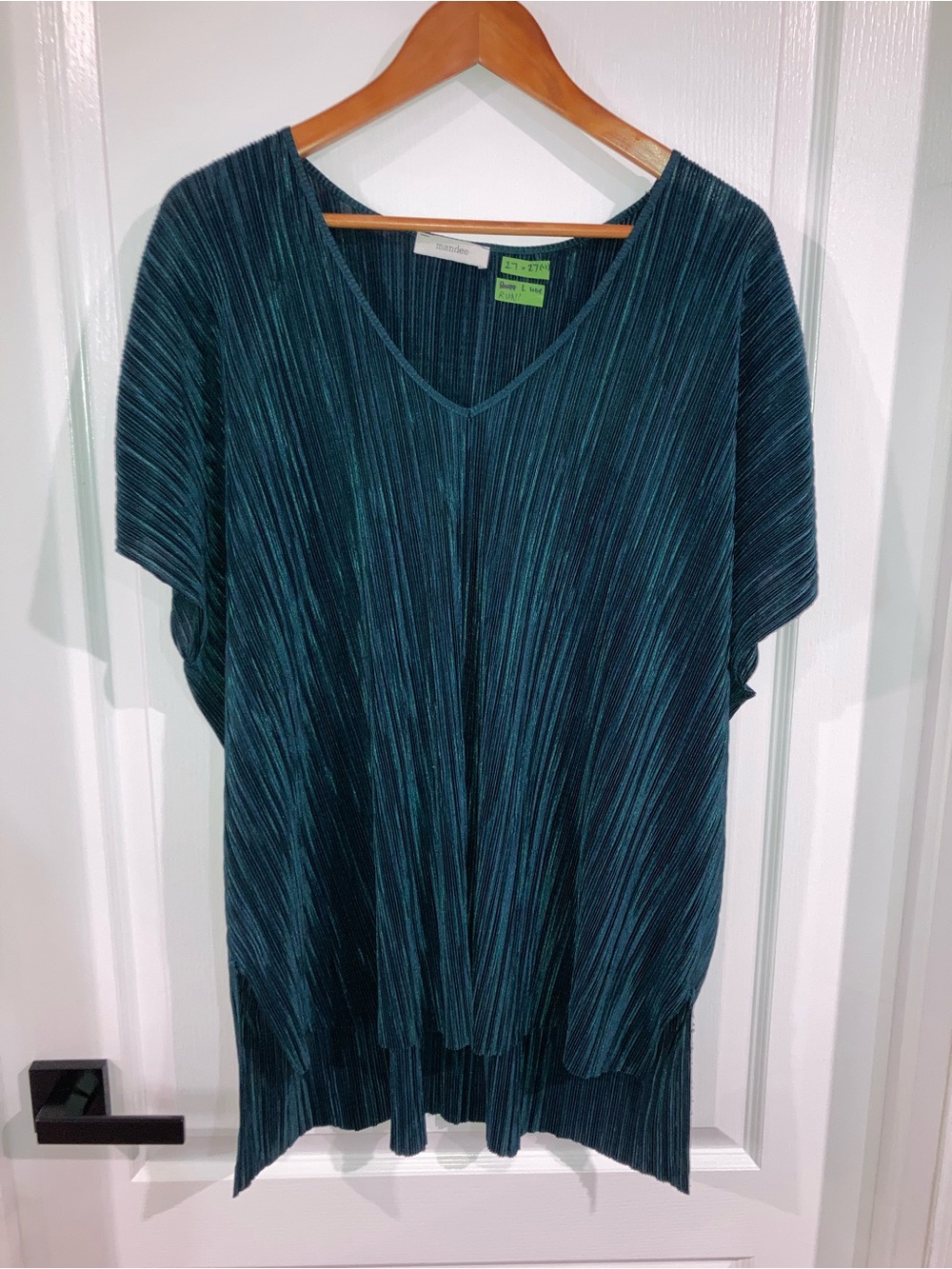 Mandee Green V-Neck Pleated Tunic - size 3X
